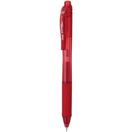 Pentel BLN105 Gel Ink Rollerball pennen met Click Top 0,25 mm lijn en 0,5 mm bal diameter 12 mm rood