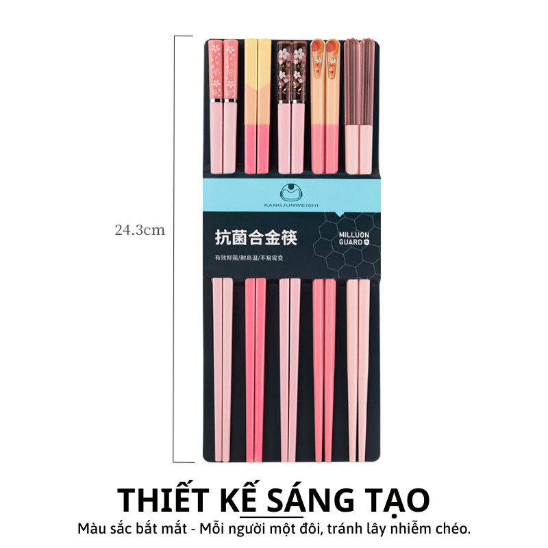 [5 Đôi] Đũa Sợi Thủy Tinh Kháng Khuẩn Chống Trơn Chịu Nhiệt Phong Cách Morandi – Màu Sắc Đẹp Mắt, An Toàn Sức Khỏe (BA44