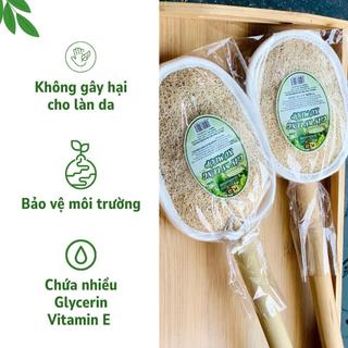 Cây Kỳ Lưng Xơ Mướp KB Ecolife (Cán gỗ tròn)Làm Sạch Sâu Tẩy Da Chết, Không Chất Tẩy Trắng Độc Hại