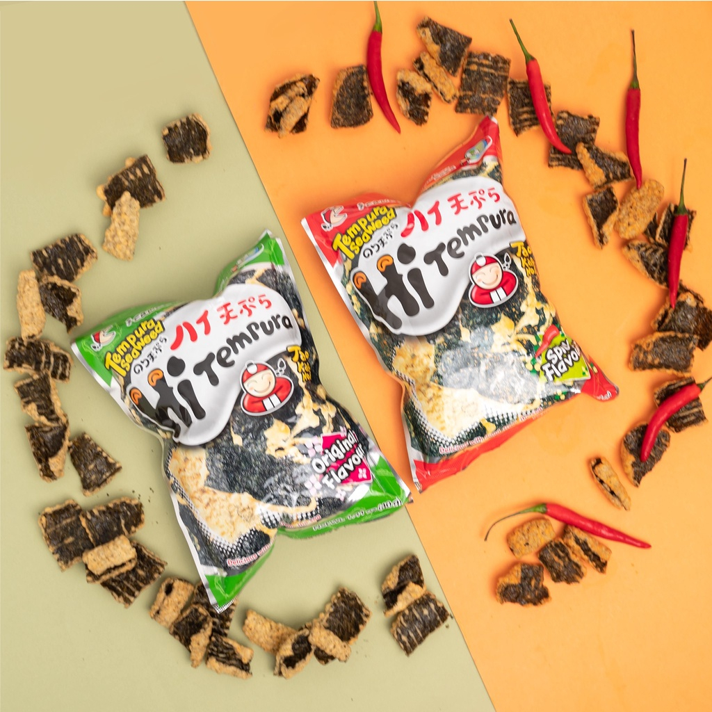 [ĐƠN 1499K TẶNG 1 GÓI TEMPURA] Thùng 60 Gói Snack Rong Biển Hi Tempura 22G Taokaenoi Nhập Khẩu Thái Lan