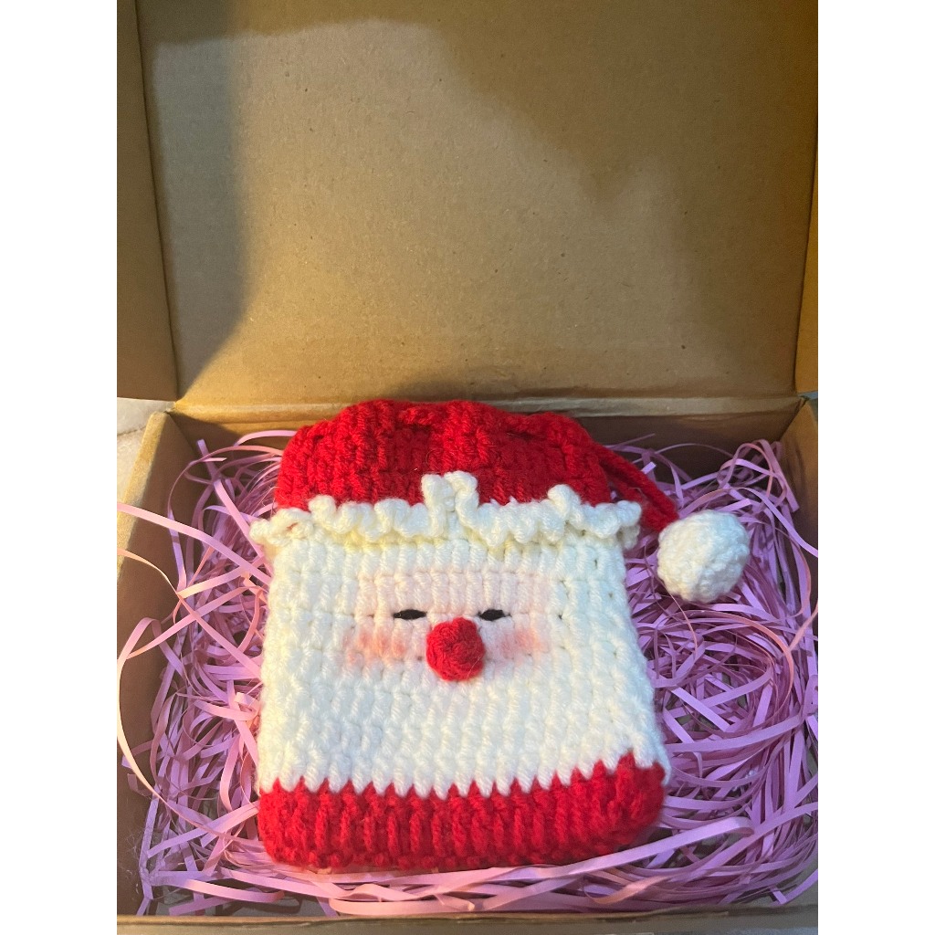 Túi rút len mini handmade/ Túi rút ông già Noel, túi đựng tai nghe,chìa ...