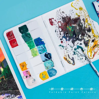 HIMI MIYA - Khay pha màu palette nhựa nhiều mẫu: vuông gấp gọn / hình đĩa tròn mở nhiều size❣️màu nước, gouache, acrylic