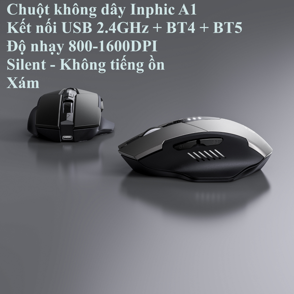 Chuột Không Dây Inphic A9 A1 F9 3 Mode Bt4 Bt5 2 4ghz Pin Sạc độ Nhạy