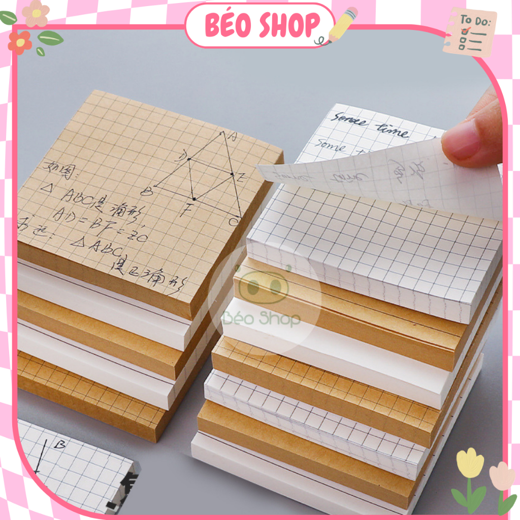 Set 80 tờ giấy ghi chú note vuông Pkbeoshop có sẵn keo dán giấy nhớ dán ...