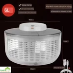 CHẬU - RỔ QUAY VẮT TÁCH NƯỚC LÀM KHÔ RAU BẰNG ĐIỆN (6L) "BAHAMAR"  chạy bằng điện và có thể sạc lại bằng USB, chỉ cần bậ — ảnh 4