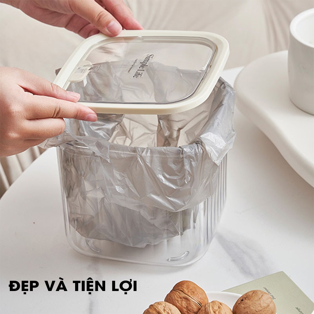 Hộp Nhựa Trong Suốt Đựng Đồ Trang Sức Mỹ Phẩm, Thùng Rác Mini Để Bàn Có Nắp Bật Kiểu Dáng Hiện Đại | BigBuy360 - bigbuy360.vn