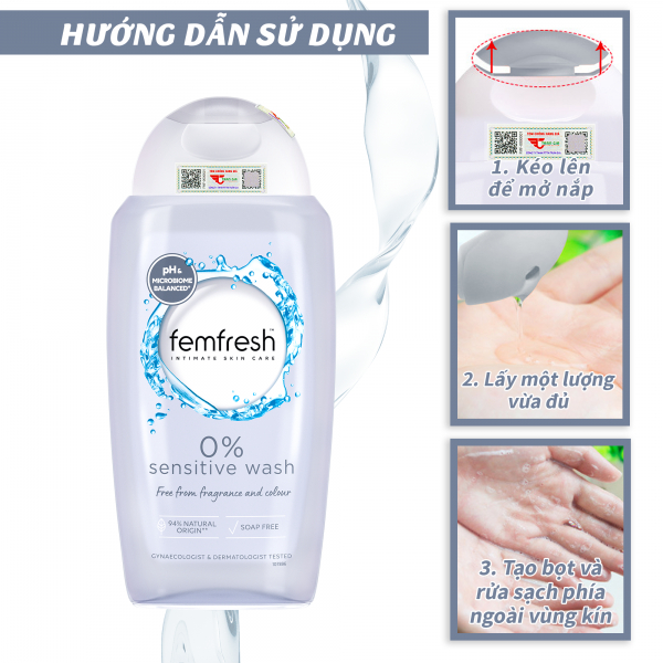 Ảnh Dung dịch vệ sinh phụ nữ cao cấp cho da nhạy cảm Femfresh 0% Sensitive Intimate Wash - sản phẩm dành cho bà bầu 250ml 2