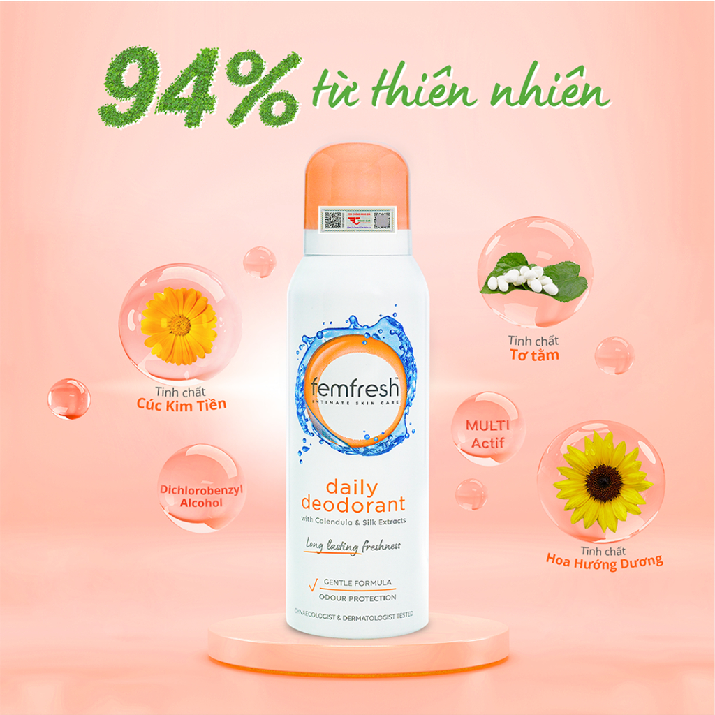 Ảnh Xịt Thơm Mát, Khử Mùi Vùng Kín Lưu Hương Suốt 24h Femfresh Deodorant Spray 125ml 4