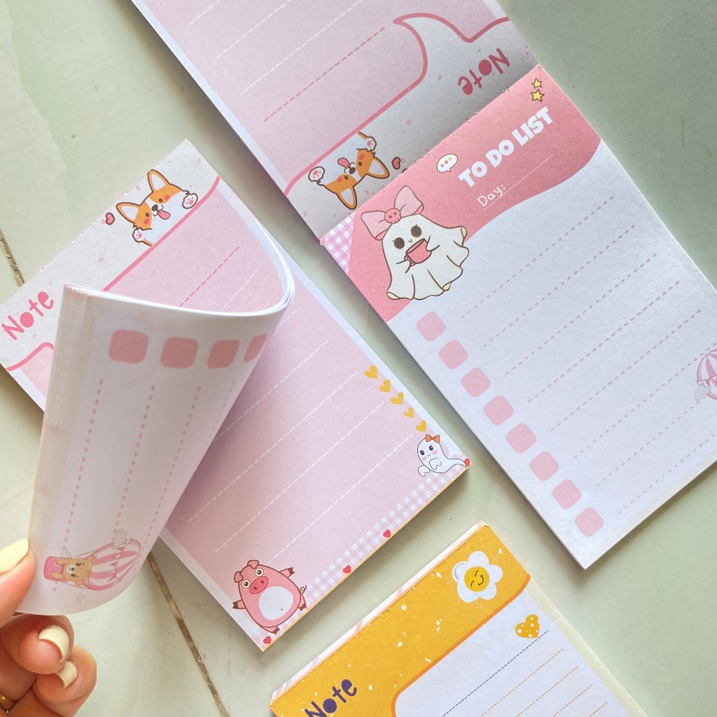 100 trang note ghi chú, lập check list kế hoạch, dễ thương KHÔNG KEO mặt sau màu hồng