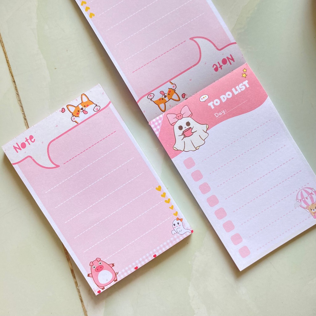 100 trang note ghi chú, lập check list kế hoạch, dễ thương KHÔNG KEO mặt sau màu hồng