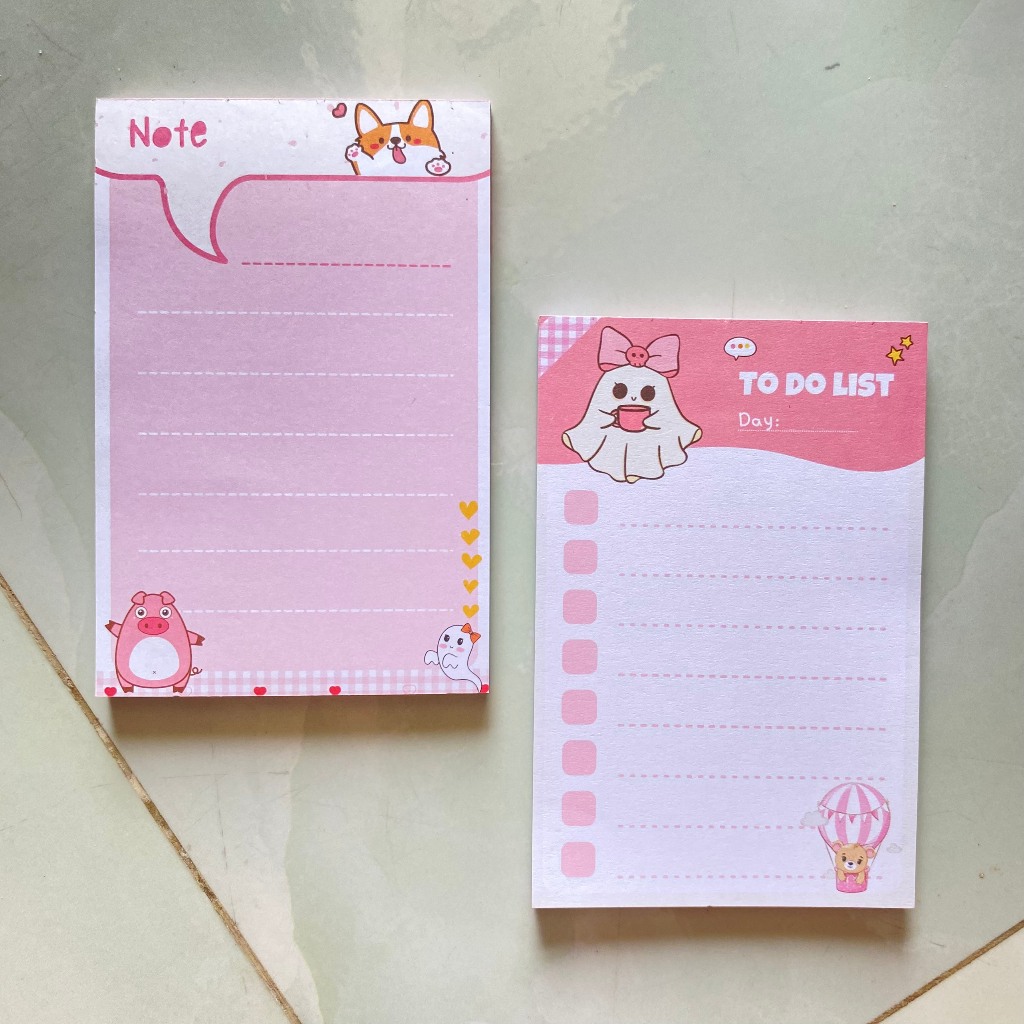 100 trang note ghi chú, lập check list kế hoạch, dễ thương KHÔNG KEO mặt sau màu hồng
