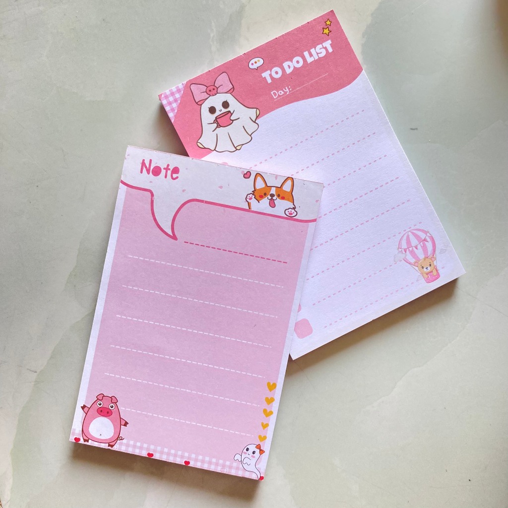 100 trang note ghi chú, lập check list kế hoạch, dễ thương KHÔNG KEO mặt sau màu hồng