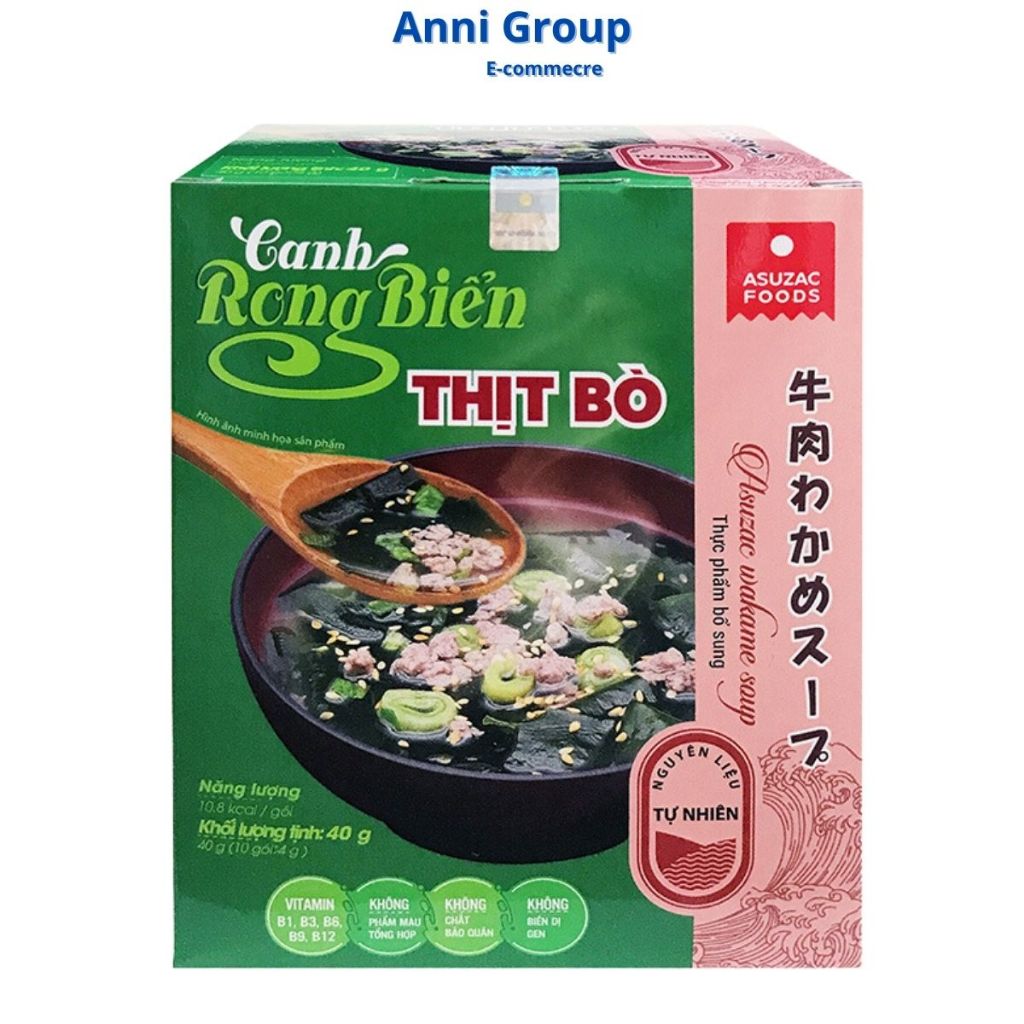 HCM - Canh rong biển thịt bò Asuzac 40g (4gx10gói) - Canh rong biển ăn ...