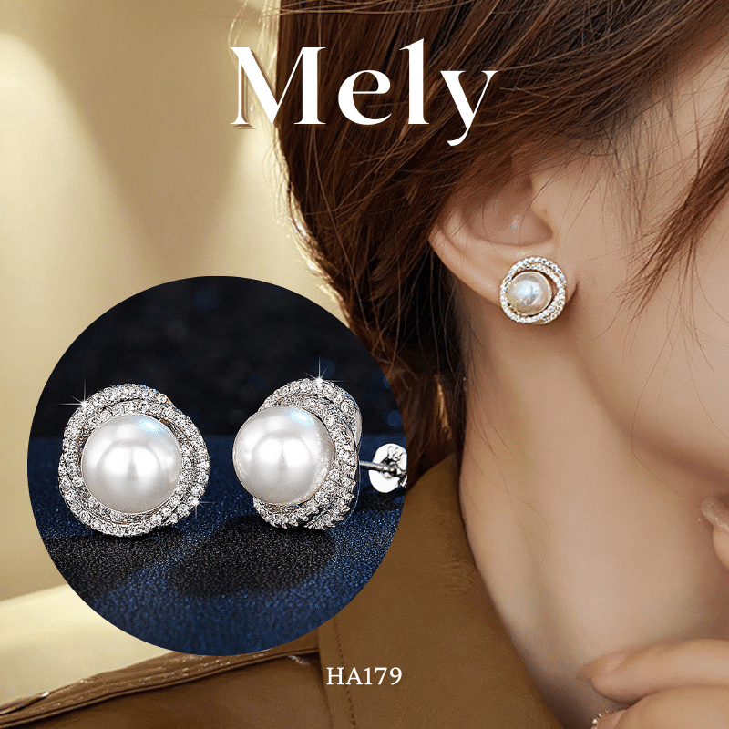 Bông tai nữ đính đá cao cấp phong cách hiện đại sang trọng đi tiệc Mely 731