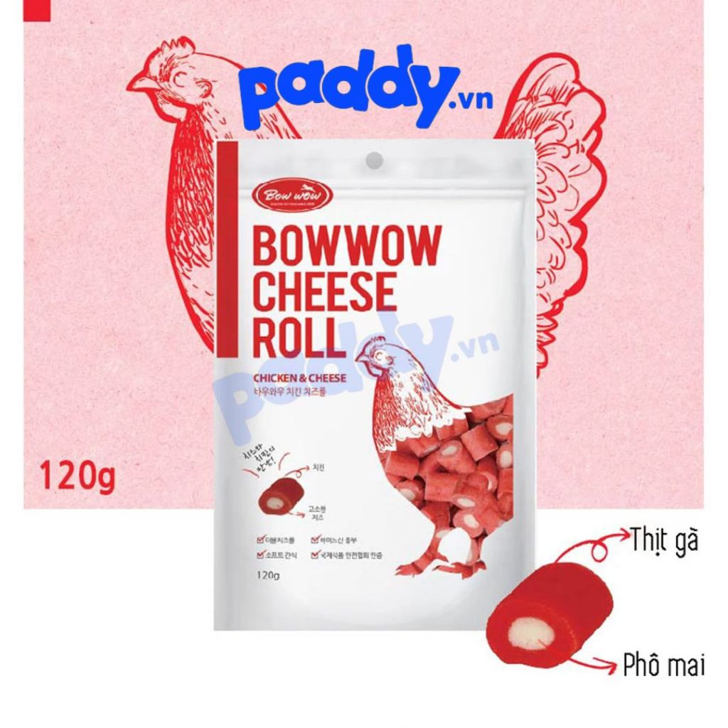 Snack Cho Chó Phô Mai Cuộn Gà Bowwow Cheese Roll 120g | Shopee Việt Nam