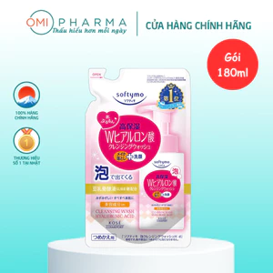 Sữa Rửa Mặt & Tẩy Trang Tạo Bọt Dưỡng Ẩm Bổ Sung Acid Hyaluronic Softymo Kosé Nhật Bản (Túi Refill 180 ml)