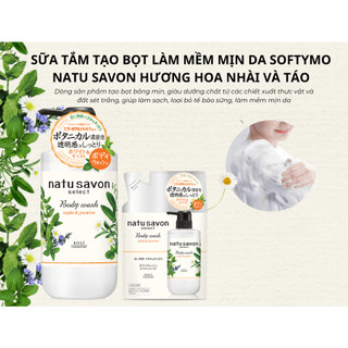 Sữa Tắm Tạo Bọt Dưỡng Trắng Và Làm Mềm Mịn Da Softymo Natu Savon Hương Hoa Nhài Và Táo Nhật Bản (Gói Refill 360ml)