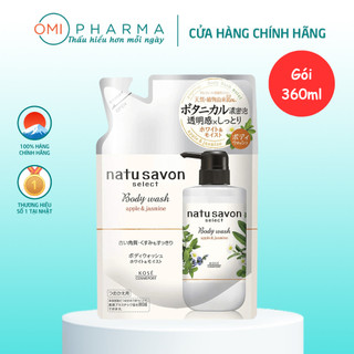 Sữa Tắm Tạo Bọt Dưỡng Trắng Và Làm Mềm Mịn Da Softymo Natu Savon Hương Hoa Nhài Và Táo Nhật Bản (Gói Refill 360ml)