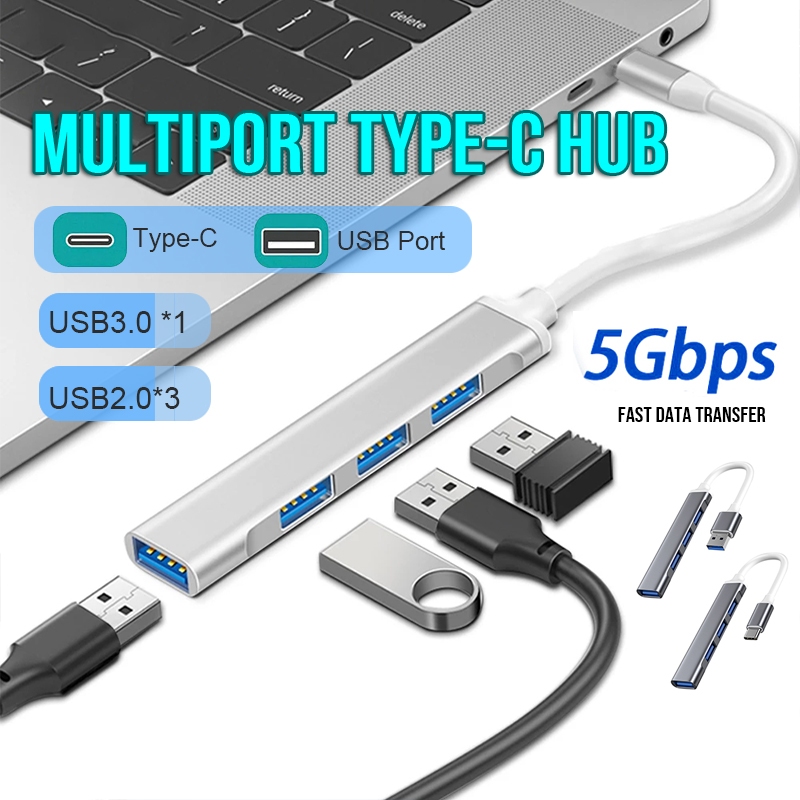 Bộ Chia 4 Cổng USB 3.0 Type C Cho Laptop Máy Tính