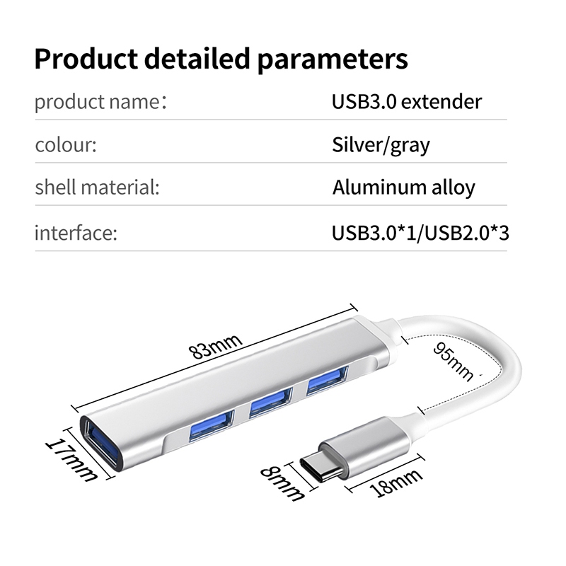 Hub USB type C USB 3.0 sang 4 cổng USB 3.0 hỗ trợ cổng nguồn Micro USB Cho Laptop Máy Tính