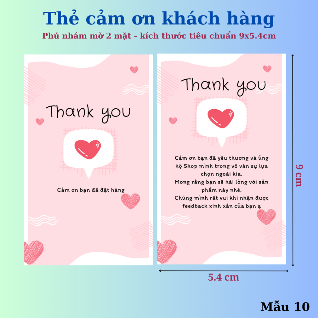 Card Cám Ơn, Card Thank You, Thiệp Cảm Ơn mẫu trái tim thiệp đứng- Size ...