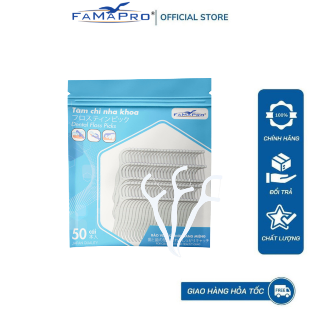 Ảnh FAMAPRO  Tăm chỉ kẽ răng nha khoa Túi 50 cái 1
