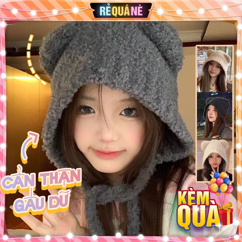 Nón Len Nam Nữ Kiểu Hàn Có Dây Dài 2 Bên Đính Tai Gấu Phủ Tai Koala+ ...
