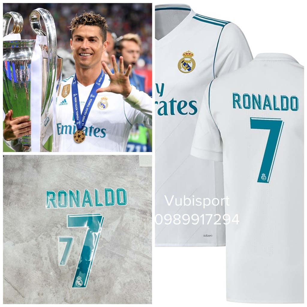 Sticker tự ủi bằng nhiệt decal font số áo bóng đá clb Real Madrid 2018 ...