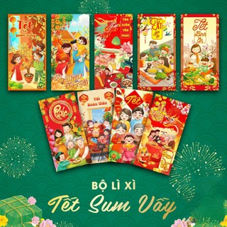 Combo 50 phong bao lì xì đỏ đẹp, set 50 lì xì truyền thống nhiều mẫu may mắn tài lộc 2025 { H }