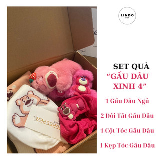 Set Quà Tặng Gấu Dâu XINH LINDO, Quà Tặng Bạn Gái Các Dịp Đặc Biệt 20/10, 8/3, Sinh Nhật, Kỷ Niệm