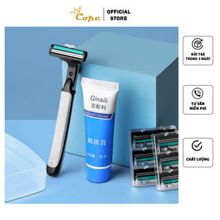 Bộ dao cạo râu cho nam thế hệ mới 2 lưỡi kèm 36 lưỡi thay thế tiện dụng - Tặng 1 lọ kem FYEO.