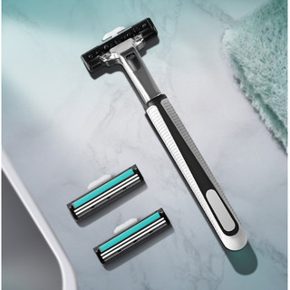 Bộ dao cạo râu cho nam thế hệ mới 2 lưỡi kèm 36 lưỡi thay thế tiện dụng - Tặng 1 lọ kem FYEO.
