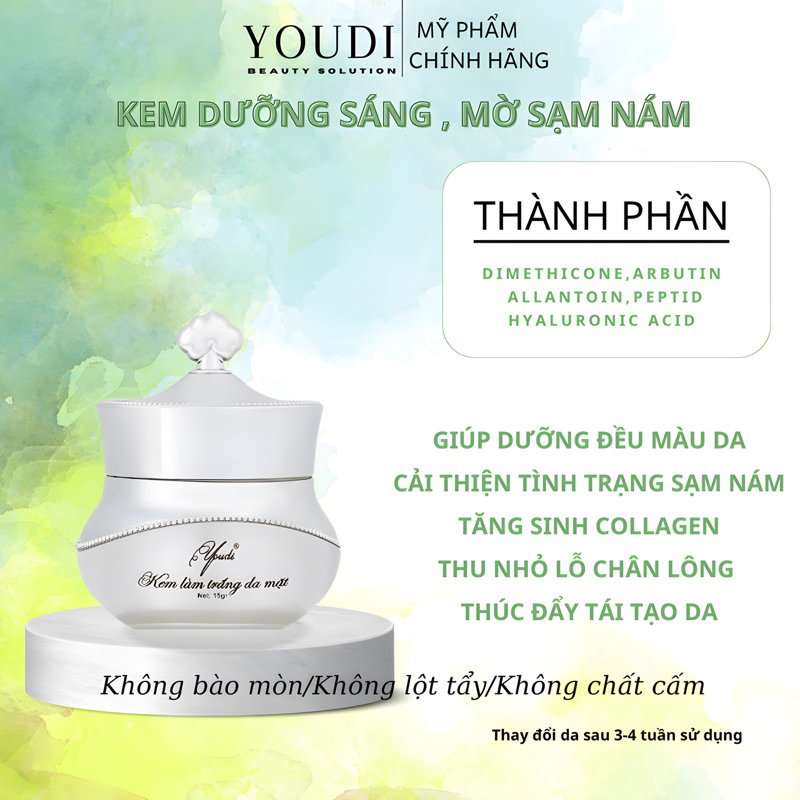 Kem dưỡng trắng da YOUDI giữ ẩm làm mềm da khối lượng 15gam