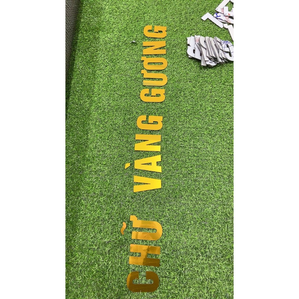Chữ Vàng Gương cao 30cm dày 3mm dán tường, dán biển quảng cáo, dán biển số xe ô tô