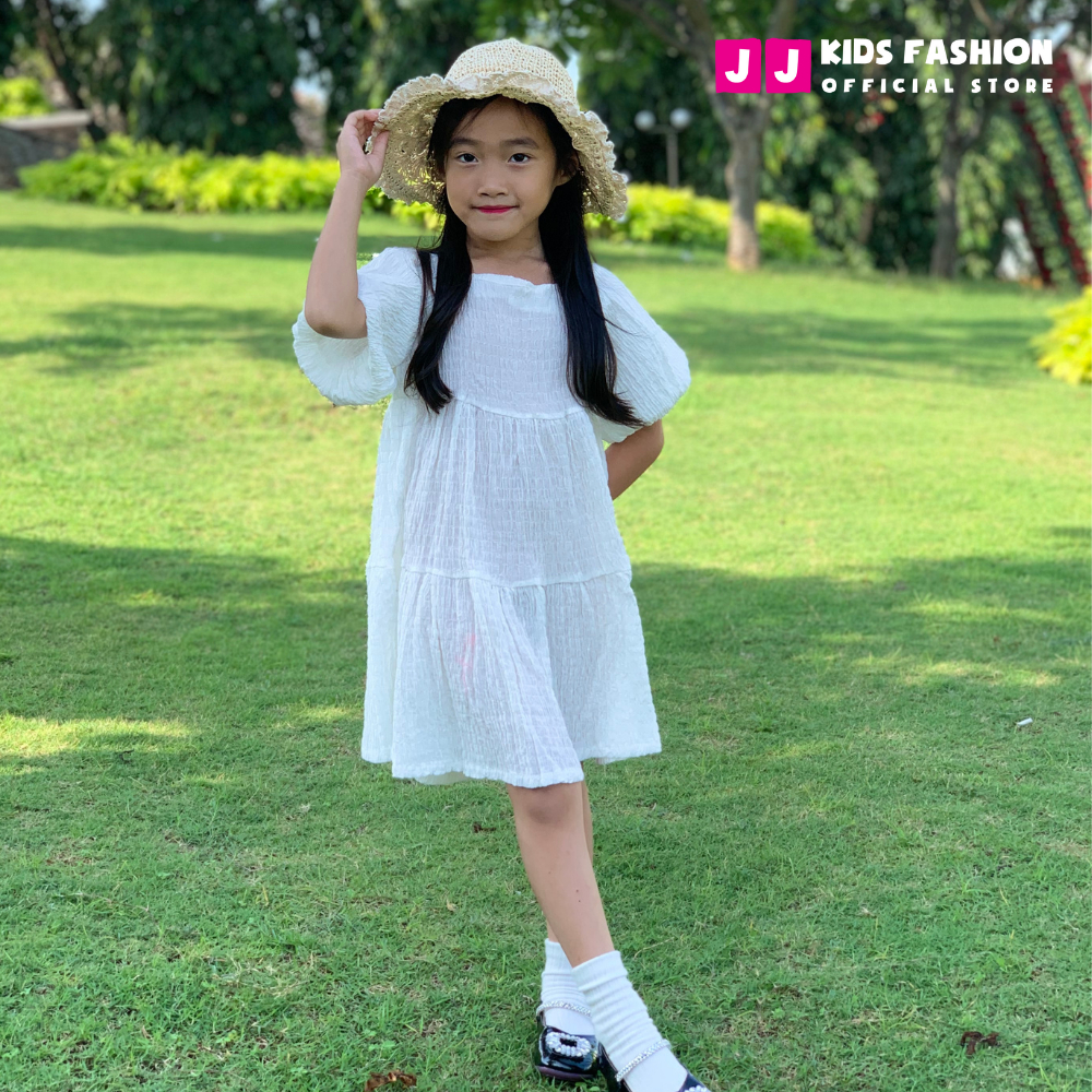 Đầm cho bé gái chất vải lụa nhúng thoáng mát mùa hè đáng yêu - JJ Kids