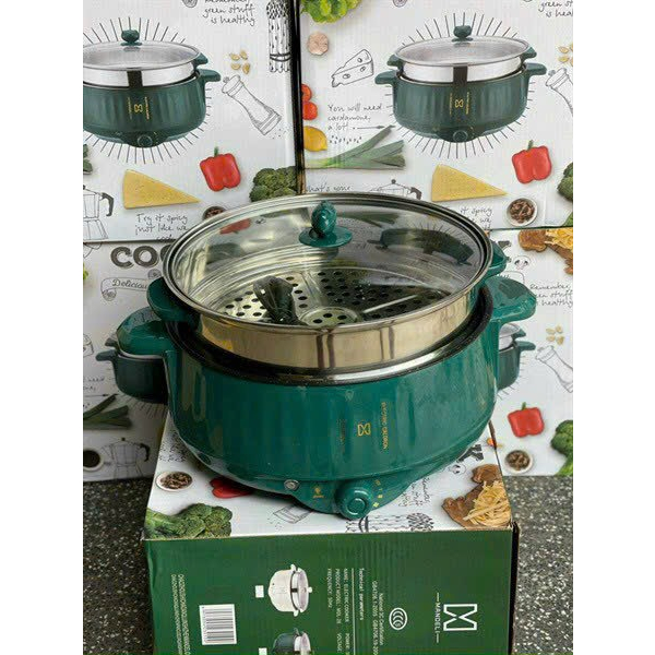 Nồi lẩu điện đa năng 2 tầng công suất 1000W tặng kèm khay hấp inox chống rỉ