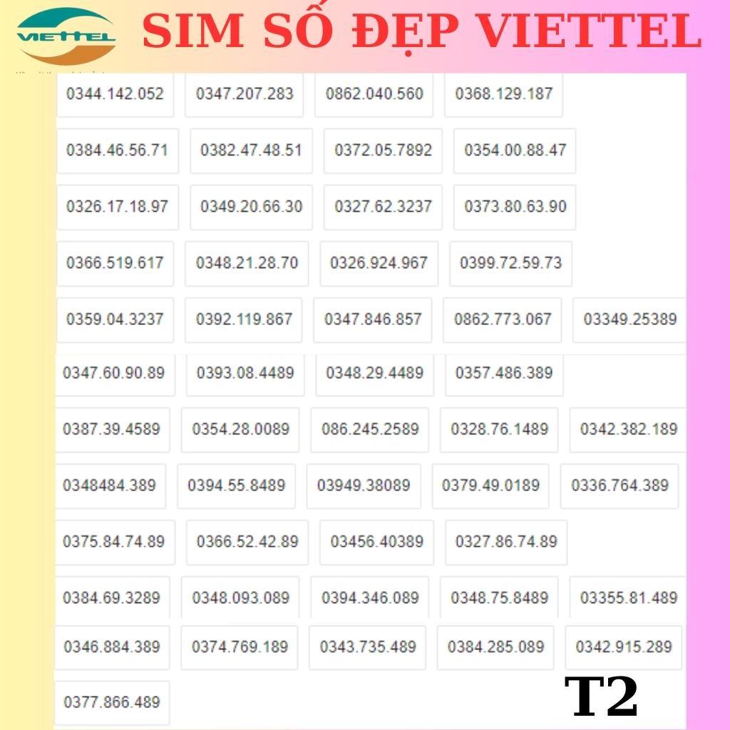 Lô T2)Sim Viettel, Chọn Số Đẹp,Đầu Số 0333,0379,0399,0368,Đuôi 89 ...