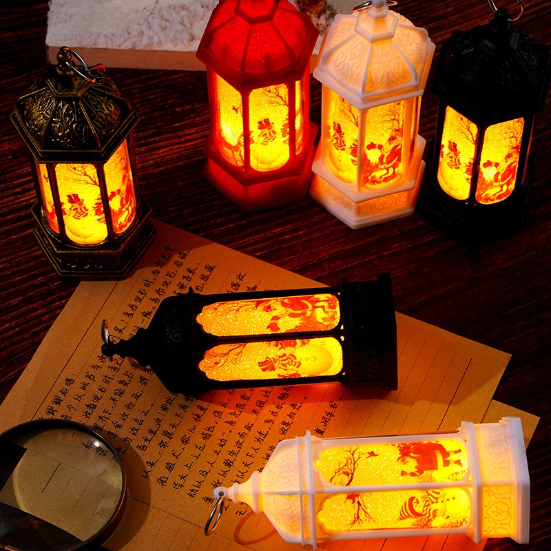 Đèn Nến Lâu Đài Vintage DEN09 DEN10 Hình Họa Tiết Noel Xài Pin