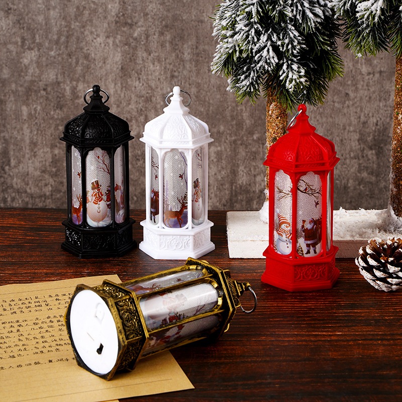 Đèn Nến Lâu Đài Vintage DEN09 DEN10 Hình Họa Tiết Noel Xài Pin