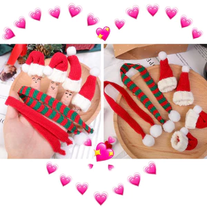 Sỉ combo 5-10 cái Phụ kiện 1/2 Nón Len Mini Ông Già Noel Kèm Khăn Choàng Cổ Trang Trí Chai trà sữa