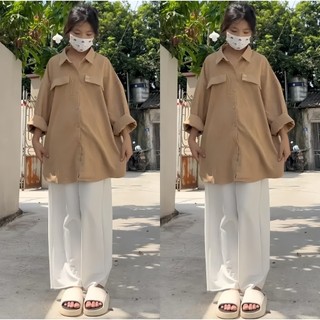 Áo sơ mi 2 túi from rộng Yến Tee,chất nhung chéo QC mềm,mịn,không nhăn #011