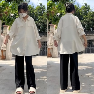 Áo sơ mi 2 túi from rộng Yến Tee,chất nhung chéo QC mềm,mịn,không nhăn #011
