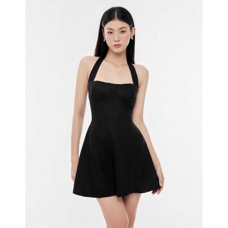 Ảnh Đầm hở lưng cổ yếm dự tiệc thương hiệu Đầm Váy Mina dáng xoè mini chất Cotton Nhật quyến rũ MN254 1