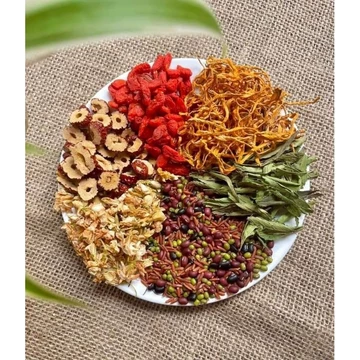 combo 50 gói trà gạo lứt đông trùng.mix gạo lứt .đậu đen.đông trùng.táo đỏ.kỉ tử.nụ nhài .hoa cúc