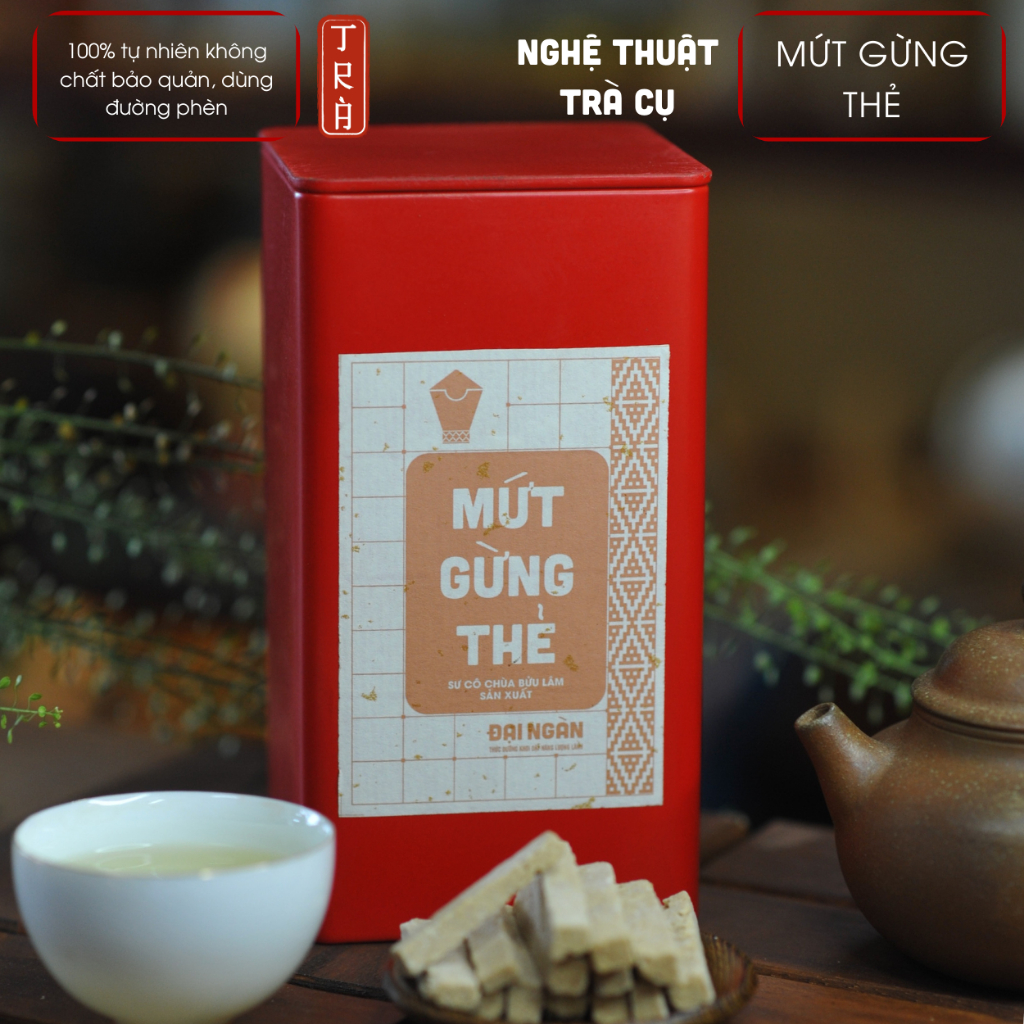 Mứt gừng thẻ đường phèn đóng hộp thiếc sang trọng 250gr-350gr