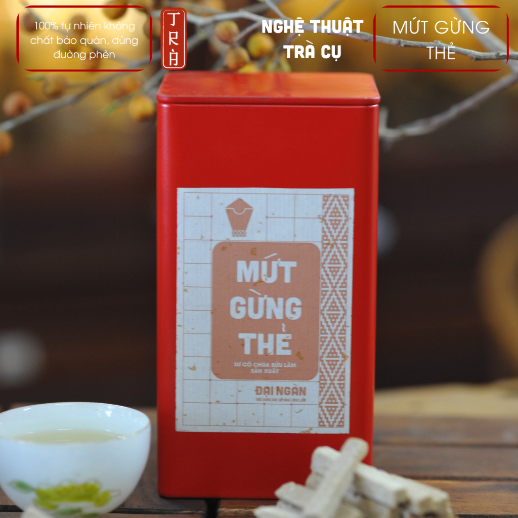 Mứt gừng thẻ đường phèn đóng hộp thiếc sang trọng 250gr-350gr