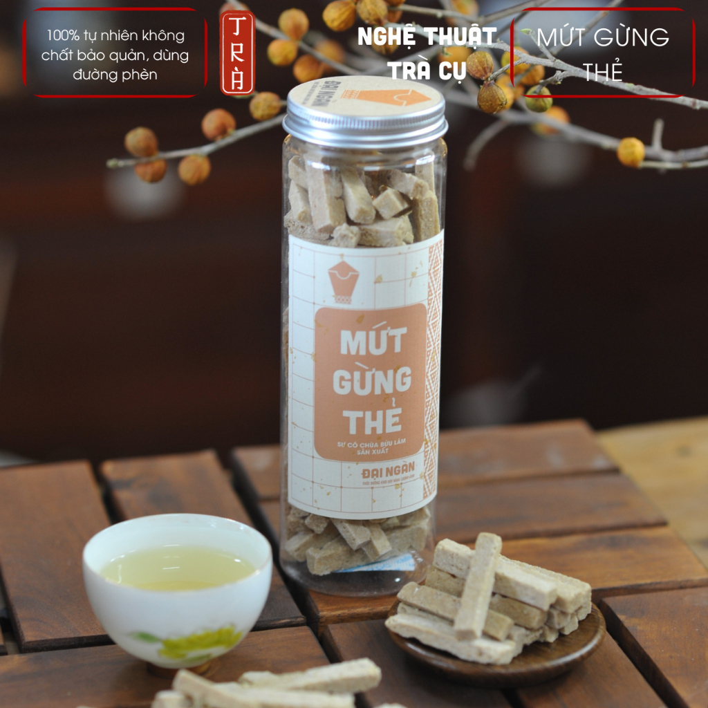 - Mứt gừng thẻ đường phèn nói không với đường tinh luyện- đóng hủ pet 380ml -125gr
