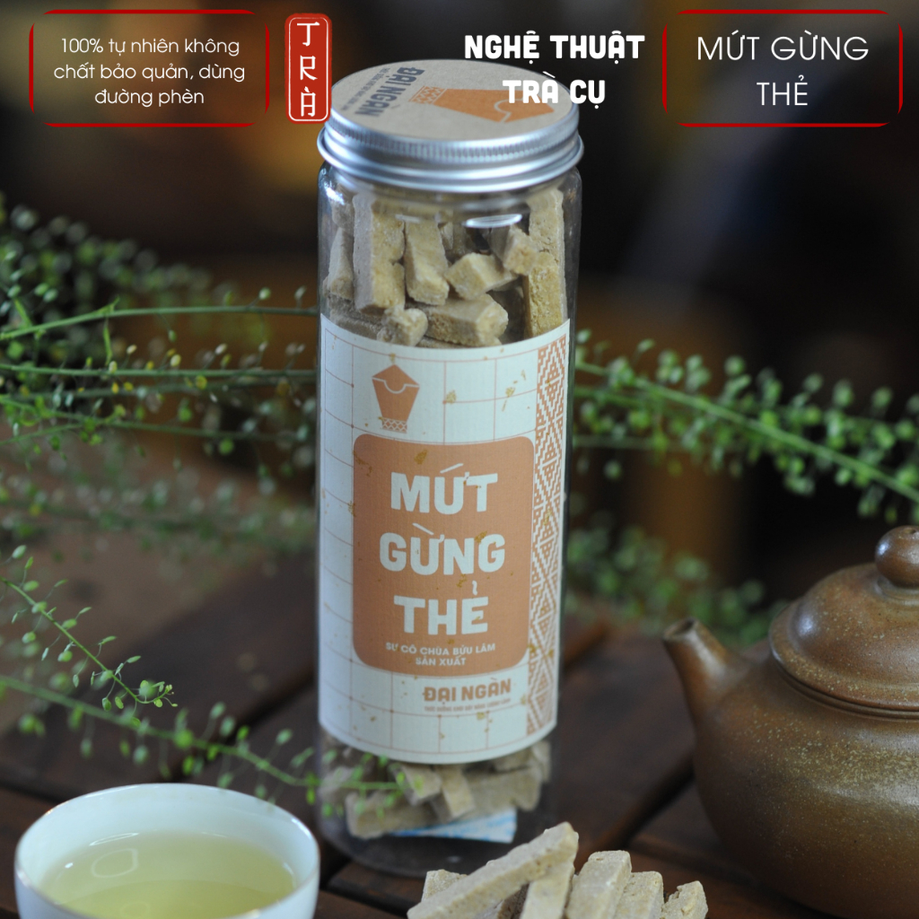 - Mứt gừng thẻ đường phèn nói không với đường tinh luyện- đóng hủ pet 380ml -125gr