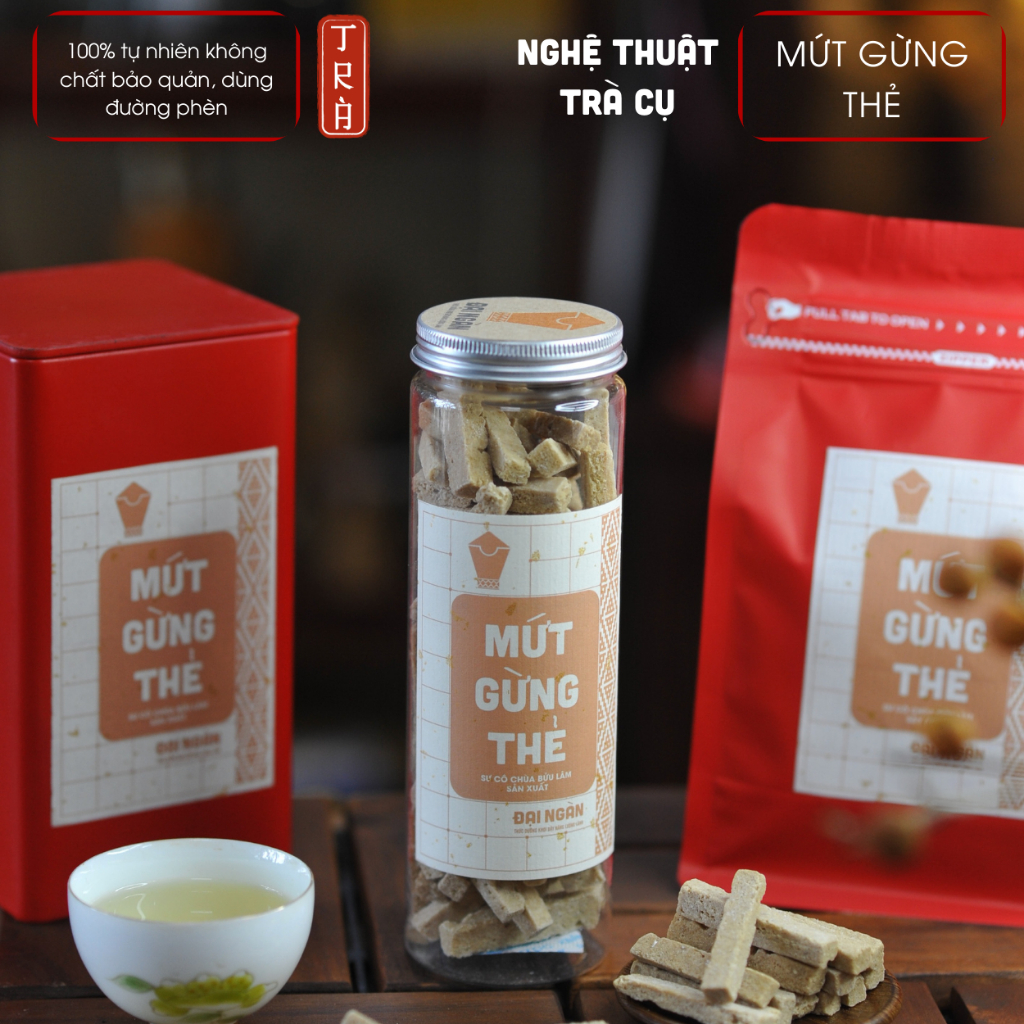 - Mứt gừng thẻ đường phèn nói không với đường tinh luyện- đóng hủ pet 380ml -125gr