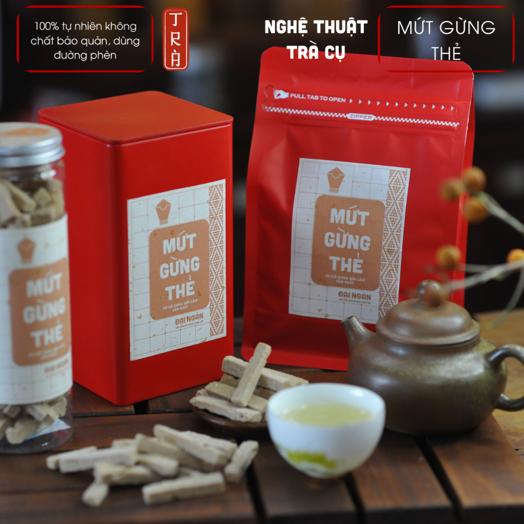 Mứt gừng thẻ đường phèn đóng hộp thiếc sang trọng 250gr-350gr